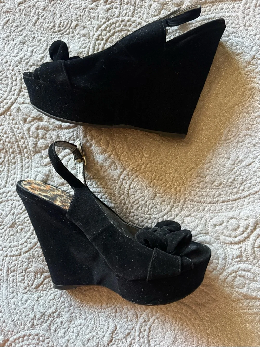 Black Women's High Heel Sandals - Classic Strappy Wedge